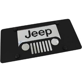 Eurosport Daytona - Compatible with Jeep Grill License Plate on Black Steel
