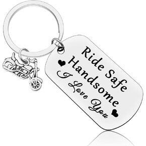 Vadaka Biker Gift Keychain Motorcycle Keychain Gift Ride Safe Jewelry Gift for Boyfriend Husband Men New Driver Gift for Biker Funny Couple Keychain Christmas Anniversary Birthday Gift for Biker
