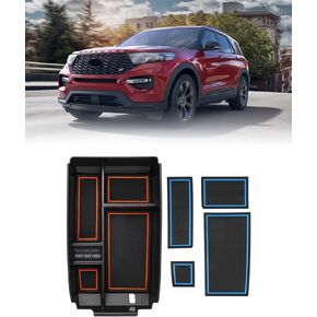 FIILINES Center Console Organizer Compatible with 2020-2024 Ford Escape / 2021-2024 Ford Bronco Sport, Not for U725 2-Door, Console Tray ABS Insert Accessories Armrest Storage Tray with Two Mats