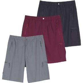 Real Essentials 2 & 3 Pack: Men's Hiking Cargo Shorts Fishing Outdoor Tactical Travel Camping Casual Golf 5 Zipper Pockets