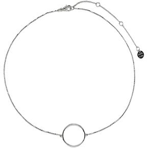 Pura Vida 14" Silver-Plated Circle Charm Choker Necklace - Adjustable Chain, Brass Base - 3" Extender