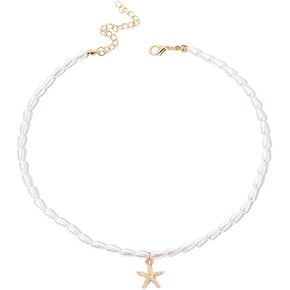 Pearl Choker Necklace for Women Gold Starfish Necklace Sea Shell Necklace Summer Beach Necklace for Women Jewelry Gifts