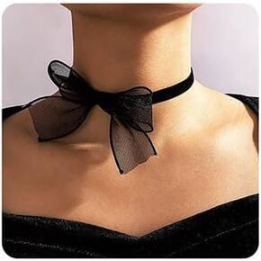 Lace Big Bow Choker Necklaces Sexy Gothic Style Adjustable Necklaces for Women Girls