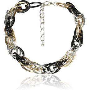 Punk Twist Rope Choker Necklace Black Silver Gold Chunky Link Chain Statement Necklace Boho Twist Necklace Jewelry Gift for Women Teens Girls