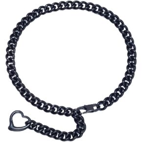Jxlepe Womens Choker Chain Cuban Link Adjustable with Heart Ring Demon tail 0.4inch wide Punk Rock Stainless Steel Gift Sweet Honey Sexy Pendant Xxxt.Necklace