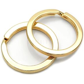 CRAFTMEMORE Key Rings Quality Keychain Rings Metal Flat Split Rings for Car Keys Attachment DIY Leathercraft 10pcs VTKR (1 3/8" (35mm) KR23, Gold)