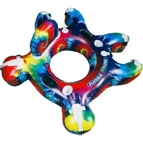 Tye Dye Inflatable Water Tube with Backrest & Cup Holders | Connectable Float Chair for Beach, Swimming, Pool, Lake Fun | XL Open Center for Ultimate Comfort