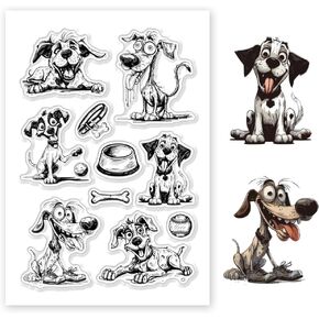 GLOBLELAND Comic Dog Clear Stamps for DIY Scrapbooking Interesting Dog Silicone Stamp Seals Cartoon Dog Transparent Stamps for Cards Making Photo Album Journal Home Decoration 6.3×4.33inch