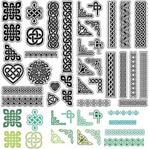 CRASPIRE 2Pcs Celtic Knot Clear Rubber Stamps Trinity Knot Reusable Transparent Silicone Stamp Seals Vintage for St. Patrick's Day Journaling Card Making Decor DIY Scrapbooking Supplies Crafting
