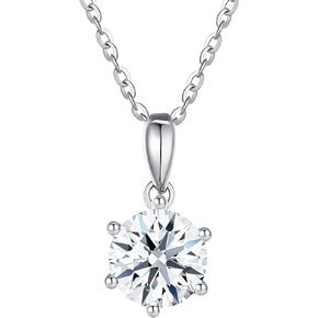 Moissanite Solitaire Tennis Pendant Necklaces for Women Sterling Silver with 18K White Gold Plated D Color VVS1 Clarity Mossanite Jewelry for Girls