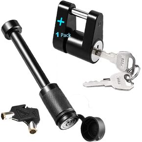 Trailer Hitch Locking Kits Include Pin 5/8 Inch + Pin 1/4 Inch or Class III, IV, V Hitches with Black Trailer Hitch Coupler Lock 3/4 Inch Span for Tow Boat RV Truck Car's Coupler