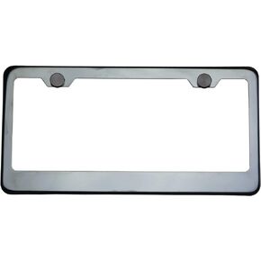 Polish Black Chrome T304 Stainless Steel License Plate Frame Holder Front Or Rear Bracket with Aluminum Screw Cap