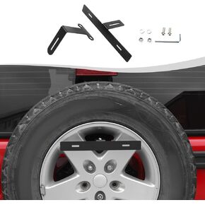 Spare Tire License Plate Holder Bracket Compatible with Jeep Wrangler JK JKU JL JLU 2007-2023