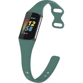 TopPerfekt Slim Bands Compatible with Fitbit Charge 5 Women Men, Adjustable Soft Silicone Sport Replacement Watch Band Straps Wristbands Bracelet for Charge 5 Activity Tracker