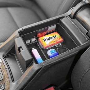 TACOBRO Center Console Organizer Compatible with GMC Acadia 2017 2018 2019 2020 2021 2022 2023 Accessories, Armrest Insert Secondary Storage Box ABS, Black Trim