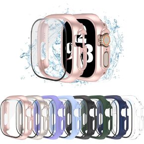 [14 Pcs] Hooglny Hard PC Case Compatible for Apple Watch Series 7/8/9 41mm, All Around Protective Cover Shell with Screen Protector for iWatch Series 7/8/9 Accessories Men Women
