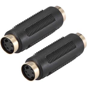 uxcell S-Video 4 Terminal Female to Female Connector Mini Din 4 PIN Composite Stereo Video Extension Cable Adapter Coupler for DVD HDTV, Black 2Pcs