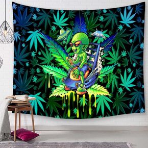 Art Trippy Weed Tapestry, Psychedelic Cannabis Leaf Tapestries Wall Hangings, Boho Aesthetic Hippie Purple Marijuana Leaf Tapestry, Yoga Meditation Purple Female Bedroom Dormitory Tapestry, 40 X 30 IN