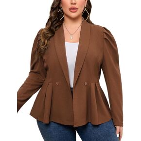 KOJOOIN Womens Plus Size Blazers Business Casual Knit Blazer for Work Long Sleeve Shawl Lapel Blazer Suit Jackets