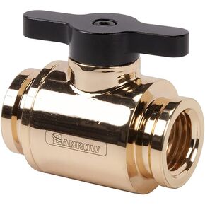 Barrow G1/4" Mini Valve with Aluminum Handle, Black Handle, Gold Body