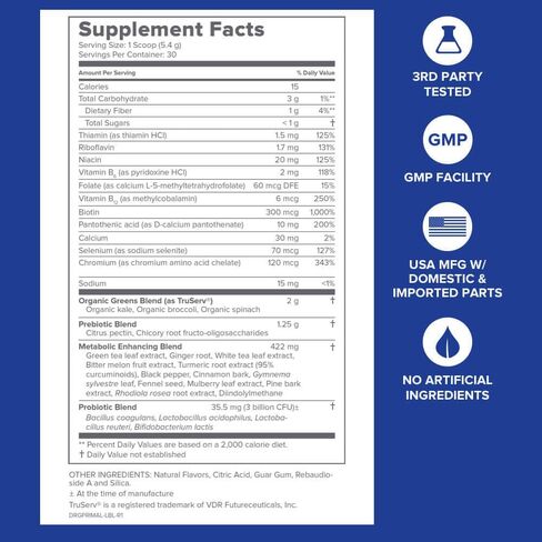 Gundry MD® Primal Plants MTHF Greens Powder Superfood الملحق لدعم صحة البشرة، وتحسين الطاقة والهضم، 1 حصة كاملة من الخضروات - نكهة التفاح الأخضر (30 حصة) (صيغة جديدة) in Kuwait