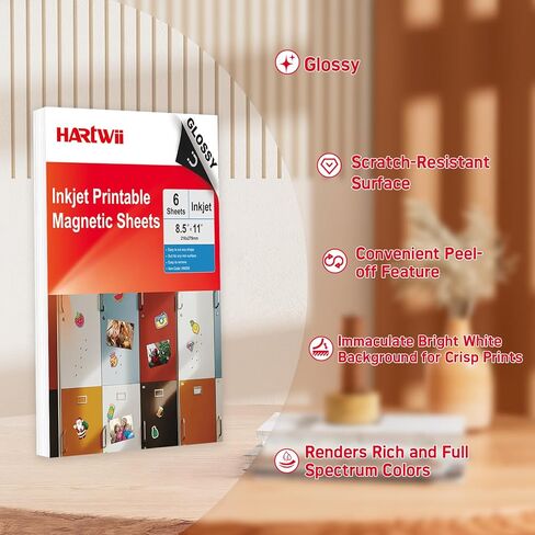 6 Sheets Printable Magnetic Sheets Non Adhesive 8.5x11 Inches Glossy Flexible Magnetic Printer Photo Paper for DIY Crafts,Fridge in Saudi Arabia