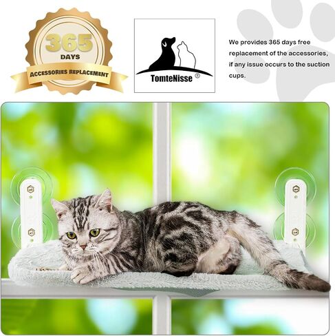 Cat Window Hammock,Foldable Cat Window Hammock with 4 Strong Suction Cups,Cordless Cat Perch Solid Metal Frame and Soft Cover,Cat Hammock for Window Indoor (Large, Gray) in Saudi Arabia