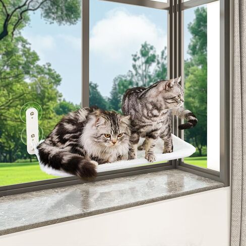 Cat Window Hammock,Foldable Cat Window Hammock with 4 Strong Suction Cups,Cordless Cat Perch Solid Metal Frame and Soft Cover,Cat Hammock for Window Indoor (Large, Gray) in Saudi Arabia