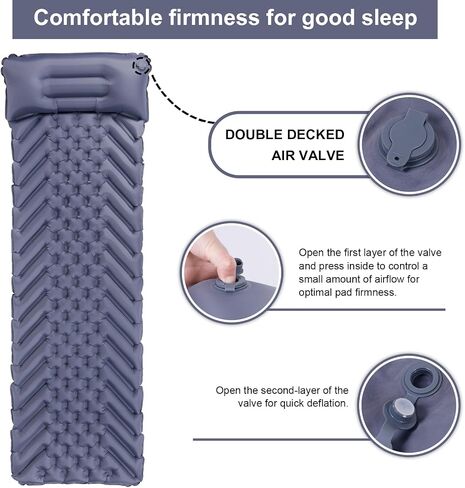 BoxedHome Camping Sleeping Pad, Ultralight Inflatable Camping Mat with Built-in Pillow Sleeping Pads for Camping Backpacking Hiking Traveling Tent, Compact & Lightweight Air Mattress in Saudi Arabia