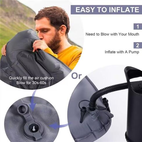BoxedHome Camping Sleeping Pad, Ultralight Inflatable Camping Mat with Built-in Pillow Sleeping Pads for Camping Backpacking Hiking Traveling Tent, Compact & Lightweight Air Mattress in Saudi Arabia
