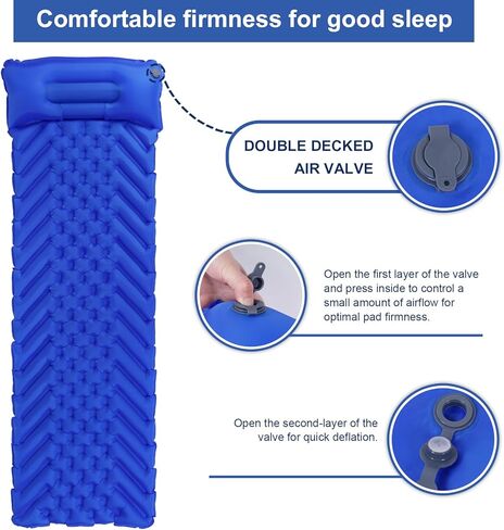 وسادة نوم للتخييم من BoxedHome، سجادة تخييم خفيفة الوزن قابلة للنفخ مع وسائد نوم مدمجة للتخييم وحقائب الظهر والمشي لمسافات طويلة وخيمة السفر، مرتبة هوائية مدمجة وخفيفة الوزن in Kuwait