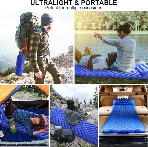 وسادة نوم للتخييم من BoxedHome، سجادة تخييم خفيفة الوزن قابلة للنفخ مع وسائد نوم مدمجة للتخييم وحقائب الظهر والمشي لمسافات طويلة وخيمة السفر، مرتبة هوائية مدمجة وخفيفة الوزن in Kuwait