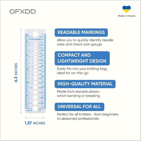 Knitting Needle Gauge, 5 Pcs - Plastic Knitting Gauge Measuring Tool - Measure Size Ruler for Swatch, Yarn in Saudi Arabia
