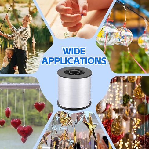 Strong Clear Invisible Hanging Wire - 0.8MM String Thick Nylon Wire Fishing Line 656FT Clear String Wire with 100Pcs Aluminum Crimping Sleeves for Picture Frame, String Light, Flowerpot, Craft in Saudi Arabia