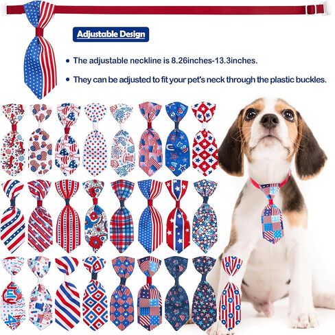PET SHOW 100pcs Patriotic Small Dogs Bows Ties and Neckties US Flag Collar Flowers 25 Set Stripes&Stars Patterns for Independence Day June 14 July 4th Party Holiday Puppies Grooming Accessories in Saudi Arabia