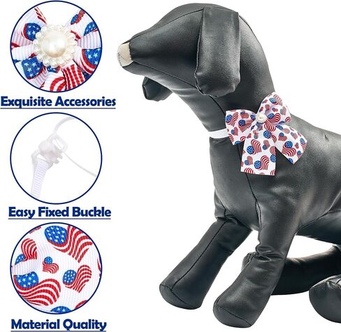PET SHOW 100pcs Patriotic Small Dogs Bows Ties and Neckties US Flag Collar Flowers 25 Set Stripes&Stars Patterns for Independence Day June 14 July 4th Party Holiday Puppies Grooming Accessories in Saudi Arabia