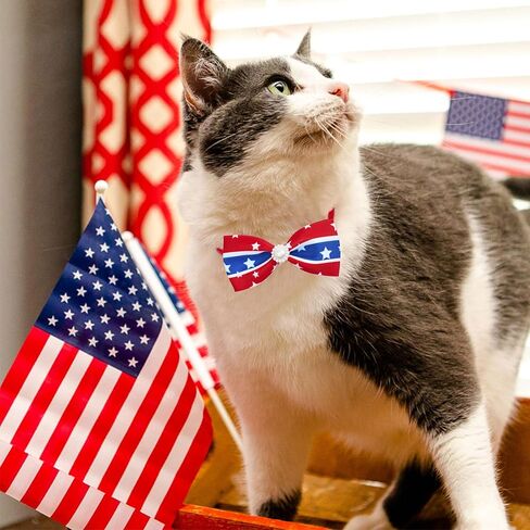 PET SHOW 100pcs Patriotic Small Dogs Bows Ties and Neckties US Flag Collar Flowers 25 Set Stripes&Stars Patterns for Independence Day June 14 July 4th Party Holiday Puppies Grooming Accessories in Saudi Arabia