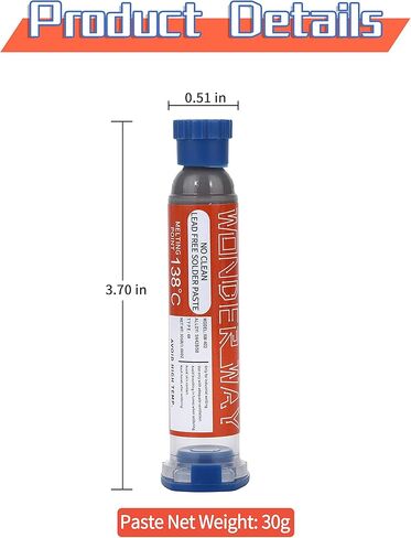 Sn42/Bi58 T4 معجون لحام خالٍ من الرصاص، غير نظيف، نقطة انصهار 138 درجة مئوية (20 جم) in Kuwait