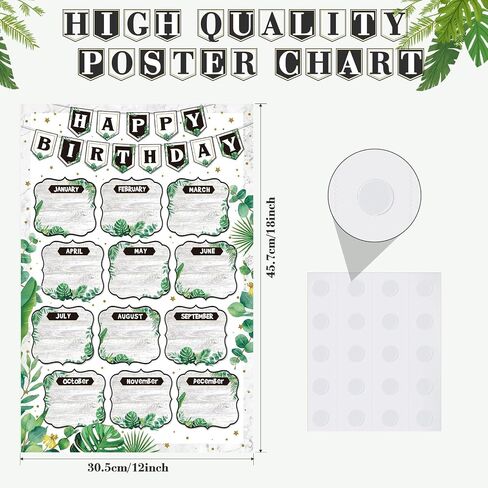 2 Pcs Classroom Birthday Chart Poster 12 x 18 Inch Plant Birthday Bulletin Board Set Reusable Laminated Greenery Classroom Birthday Calendar for Teacher Middle High School Decor Supply in Saudi Arabia