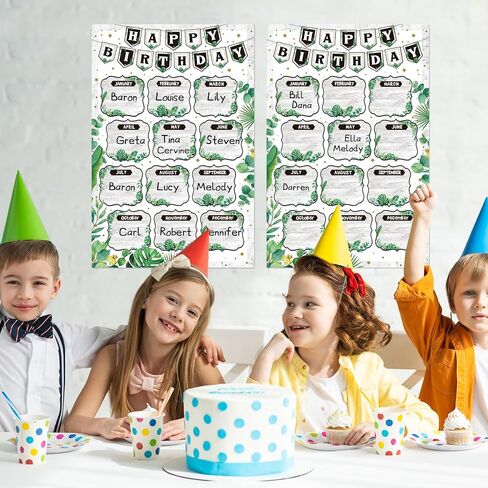 2 Pcs Classroom Birthday Chart Poster 12 x 18 Inch Plant Birthday Bulletin Board Set Reusable Laminated Greenery Classroom Birthday Calendar for Teacher Middle High School Decor Supply in Saudi Arabia