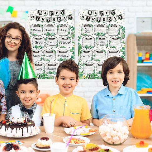 2 Pcs Classroom Birthday Chart Poster 12 x 18 Inch Plant Birthday Bulletin Board Set Reusable Laminated Greenery Classroom Birthday Calendar for Teacher Middle High School Decor Supply in Saudi Arabia