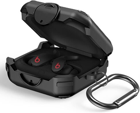 [قفل ترقية] حافظة لهاتف Beats Fit Pro 2021، غطاء حماية ممتص للصدمات VAEKNVG لملحقات سماعات أذن Beats Fit Pro، هيكل صلب من مادة TPU مع حلقة تسلق، أسود in Kuwait