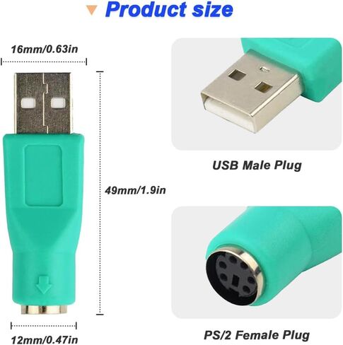 PS/2 to USB A Adapter, PS/2 Female to USB A Male Converter Adapter Replacement for Mouse, Keyboard (4 Pack, Green, Purple) in Saudi Arabia