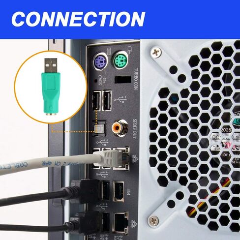 PS/2 to USB A Adapter, PS/2 Female to USB A Male Converter Adapter Replacement for Mouse, Keyboard (4 Pack, Green, Purple) in Saudi Arabia