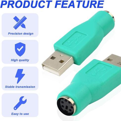 PS/2 to USB A Adapter, PS/2 Female to USB A Male Converter Adapter Replacement for Mouse, Keyboard (4 Pack, Green, Purple) in Saudi Arabia