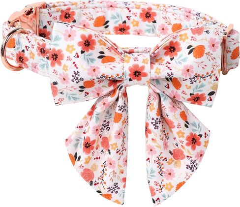 Lionet Paws Design Dogs Collar Cute Flower Sailor Bow Dog Collars for Girl Female Medium Large Dogs with Summer Floral L in Saudi Arabia