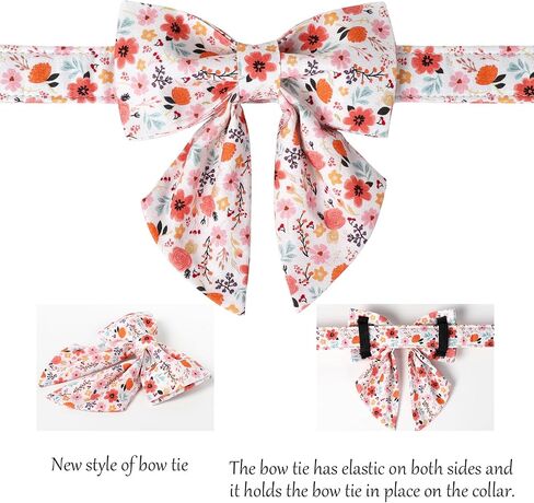 Lionet Paws Design Dogs Collar Cute Flower Sailor Bow Dog Collars for Girl Female Medium Large Dogs with Summer Floral L in Saudi Arabia