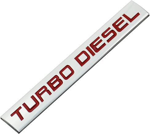 1x Turbo Dei-sel Badge Nameplate Chrome Finish Metal Fender Sticker Fit for Trunk Hood Door (Chrome Red) in Kuwait