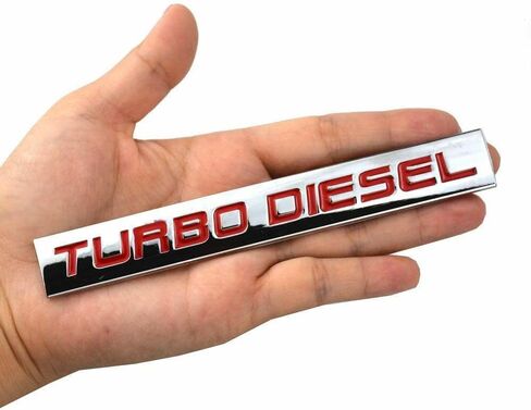 1x Turbo Dei-sel Badge Nameplate Chrome Finish Metal Fender Sticker Fit for Trunk Hood Door (Chrome Red) in Kuwait