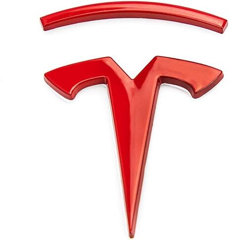 شارات جانبية للسيارة بشعار معدني ثلاثي الأبعاد T لسيارة Tesla Model S Model X Model 3 ملحقات السيارات (أحمر) in Kuwait